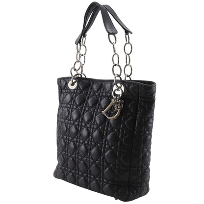 Dior Lady Dior Cannage Chain Tote Bag Lambskin Black — view 2