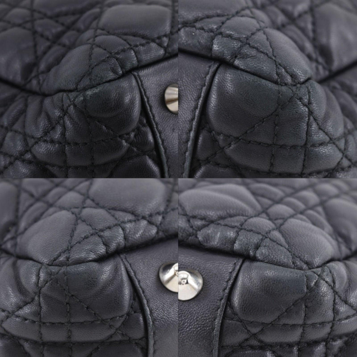 Dior Lady Dior Cannage Chain Tote Bag Lambskin Black — view 4