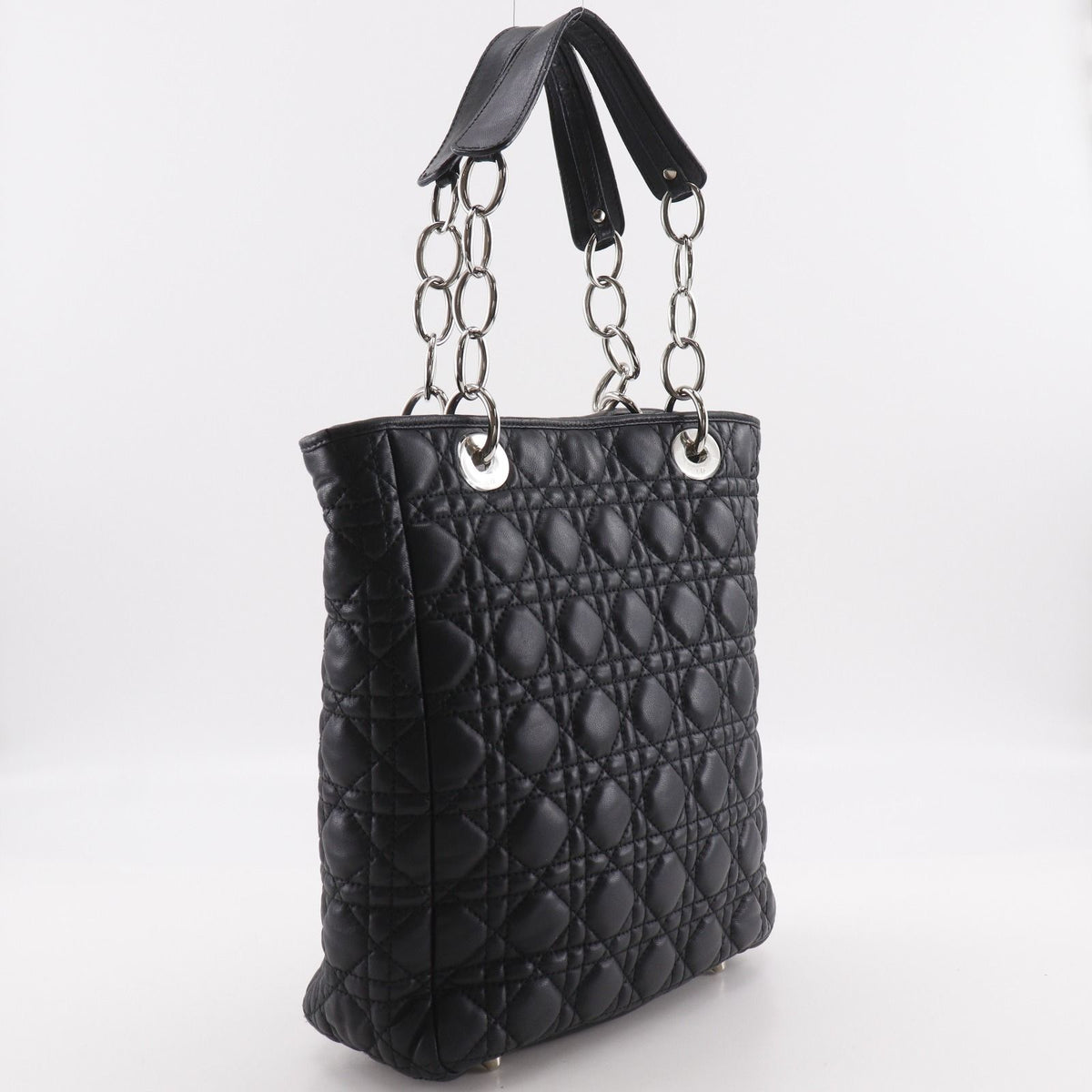 Dior Lady Dior Cannage Chain Tote Bag Lambskin Black — view 3