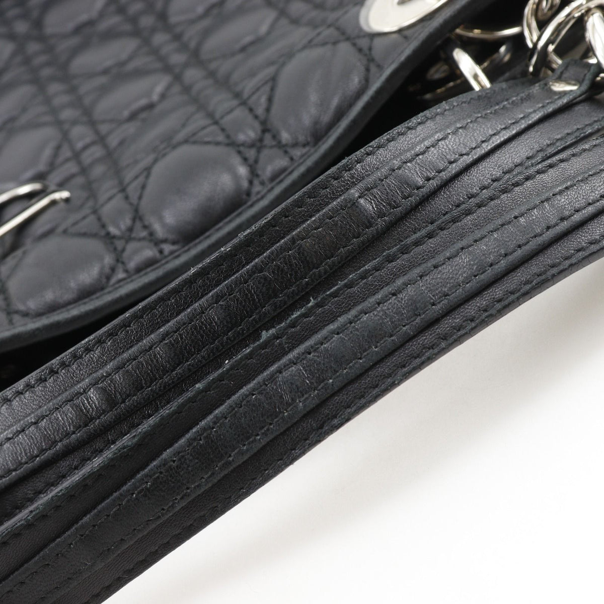Dior Lady Dior Cannage Chain Tote Bag Lambskin Black — view 7