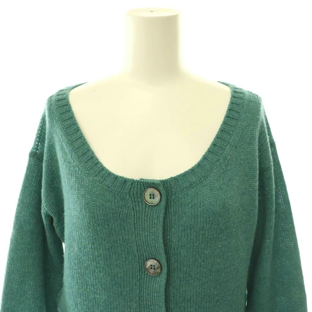 Prada Cashmere Knit Cardigan Long Sleeve Crew Neck 38 Blue Green NR — view 4