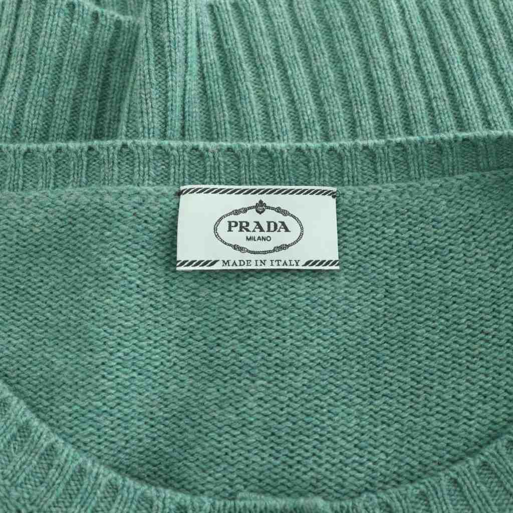 Prada Cashmere Knit Cardigan Long Sleeve Crew Neck 38 Blue Green NR — view 6