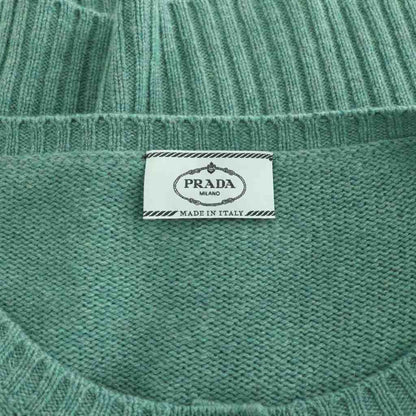 Prada Cashmere Knit Cardigan Long Sleeve Crew Neck 38 Blue Green NR — view 6