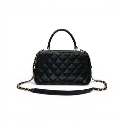 Chanel Trendy CC Bowling Bag Lambskin Black Gold Quilted Goro CC Logo Chain — view 3
