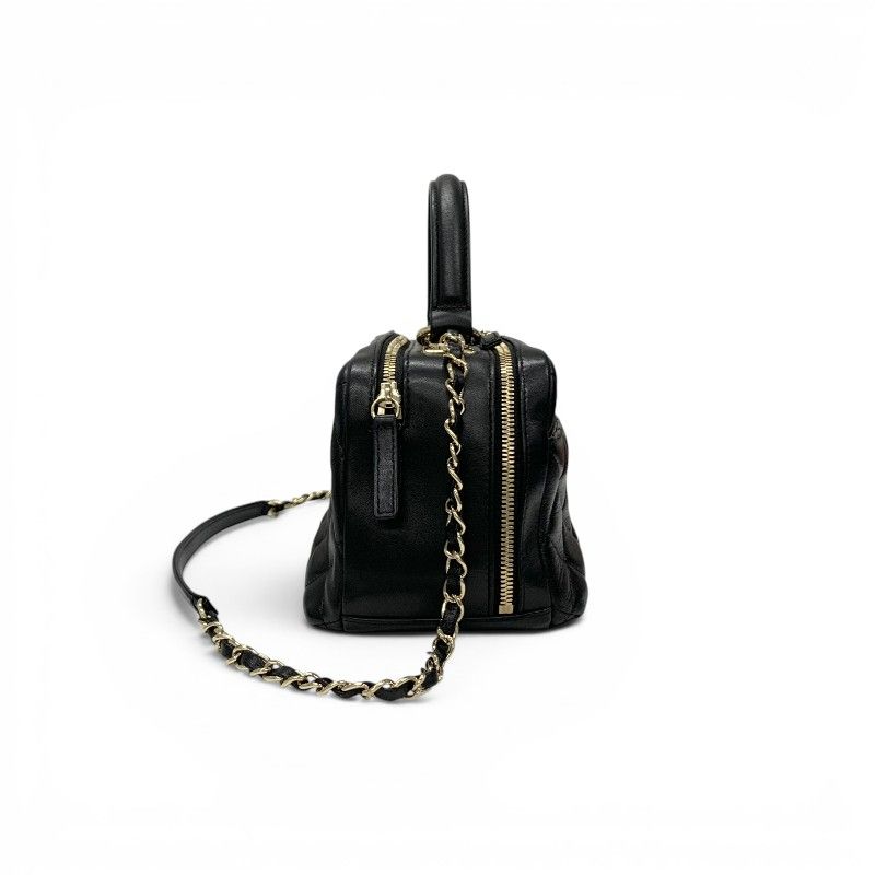 Chanel Trendy CC Bowling Bag Lambskin Black Gold Quilted Goro CC Logo Chain — view 2