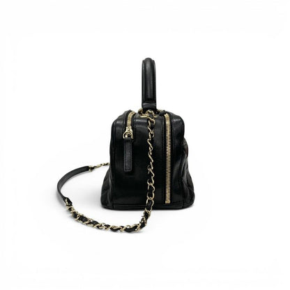 Chanel Trendy CC Bowling Bag Lambskin Black Gold Quilted Goro CC Logo Chain — view 2