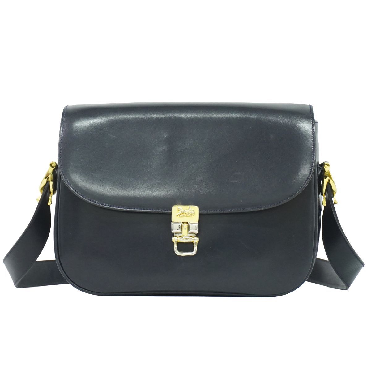 Celine Carriage Shoulder Bag Leather Navy