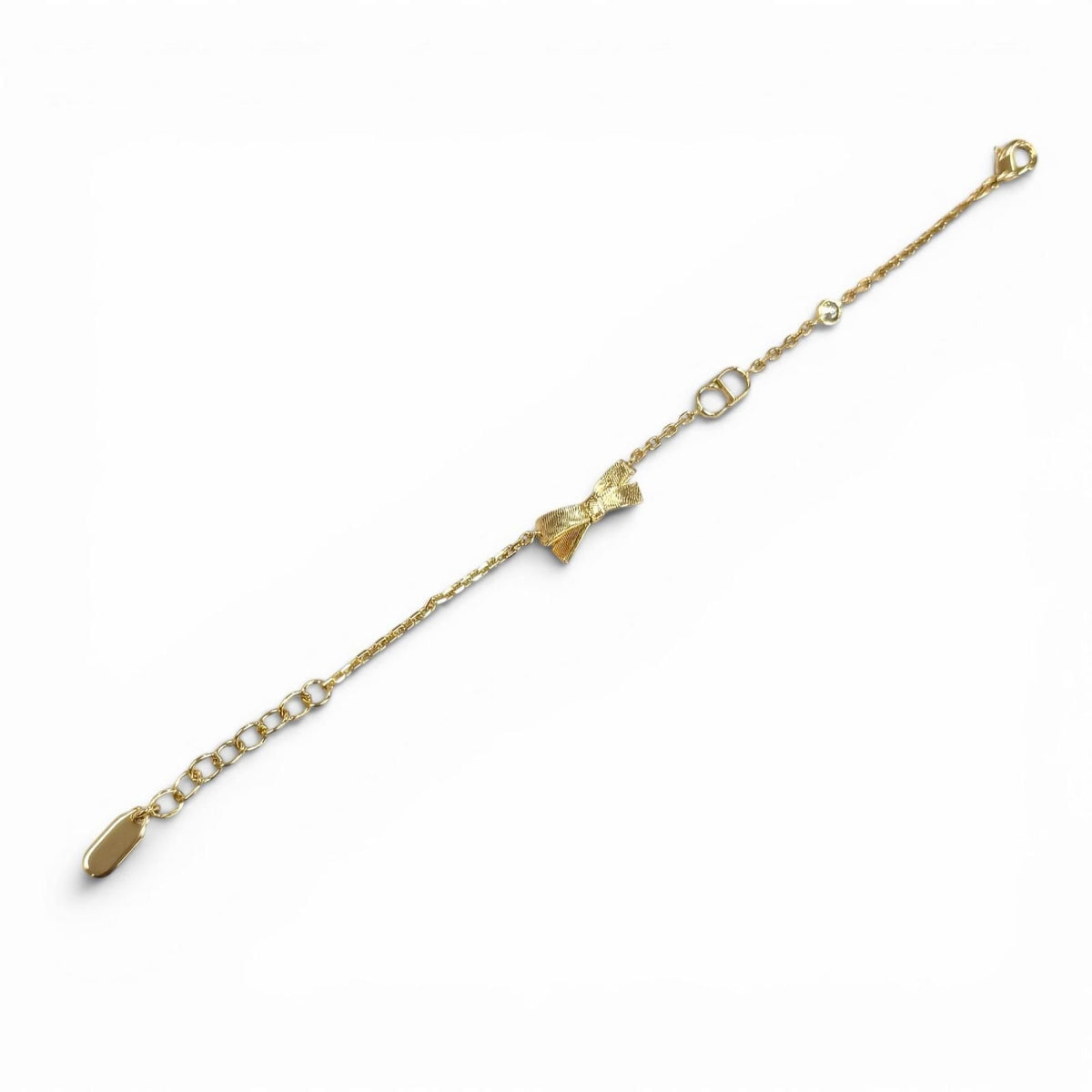 Dior CD Bow 17 CD Ribbon Rhinestone Bracelet Gold — view 4