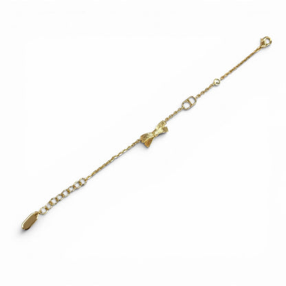 Dior CD Bow 17 CD Ribbon Rhinestone Bracelet Gold — view 4