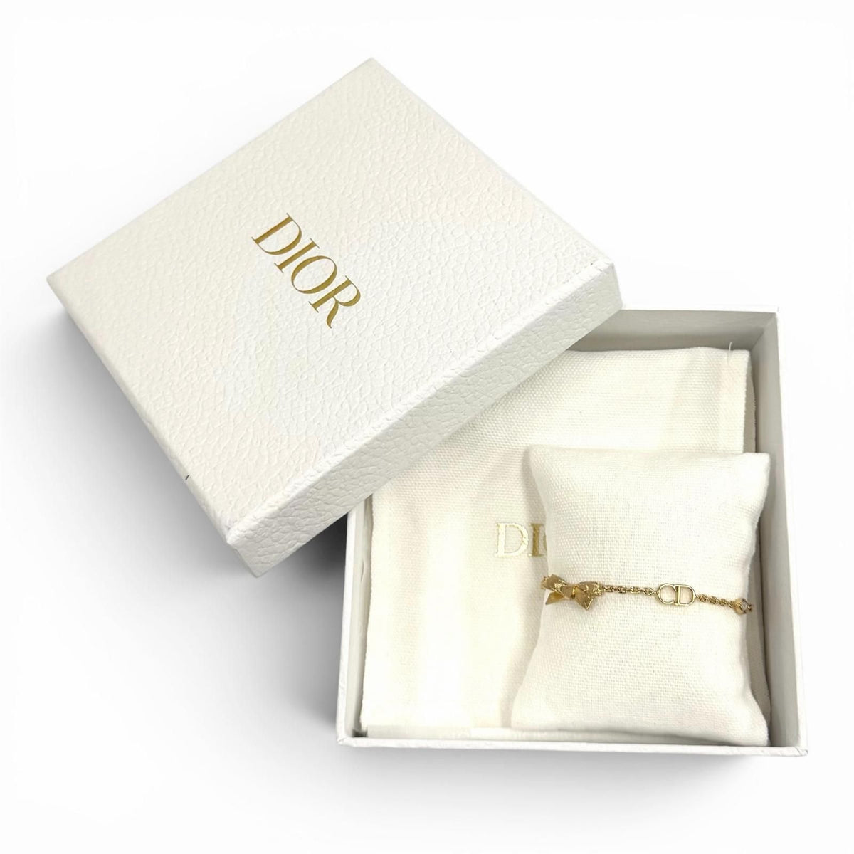 Dior CD Bow 17 CD Ribbon Rhinestone Bracelet Gold — view 2
