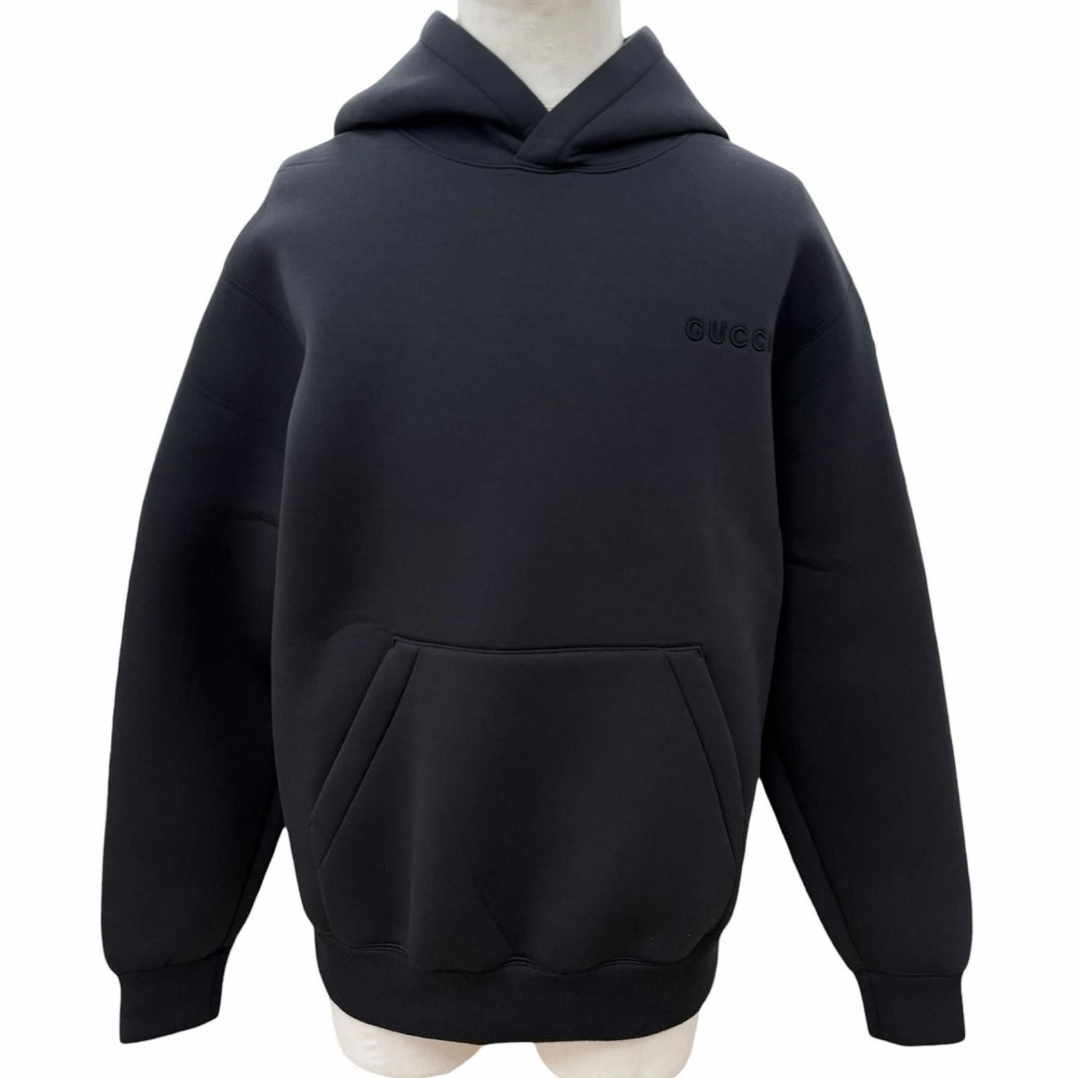 Gucci Logo Embroidery Jersey Pullover Hoodie Black XS