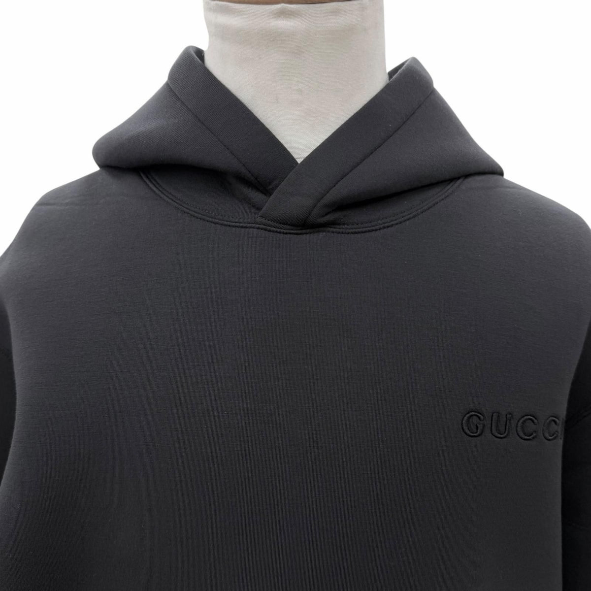 Gucci Logo Embroidery Jersey Pullover Hoodie Black XS — view 2