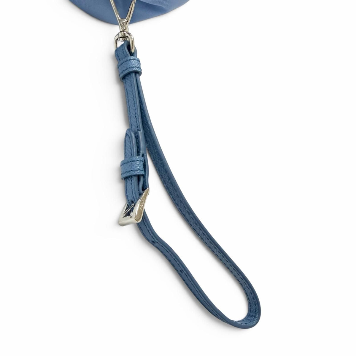 Prada Triangle Logo Re-Nylon Partial Leather Drawstring Bag Handbag Light Blue — view 6