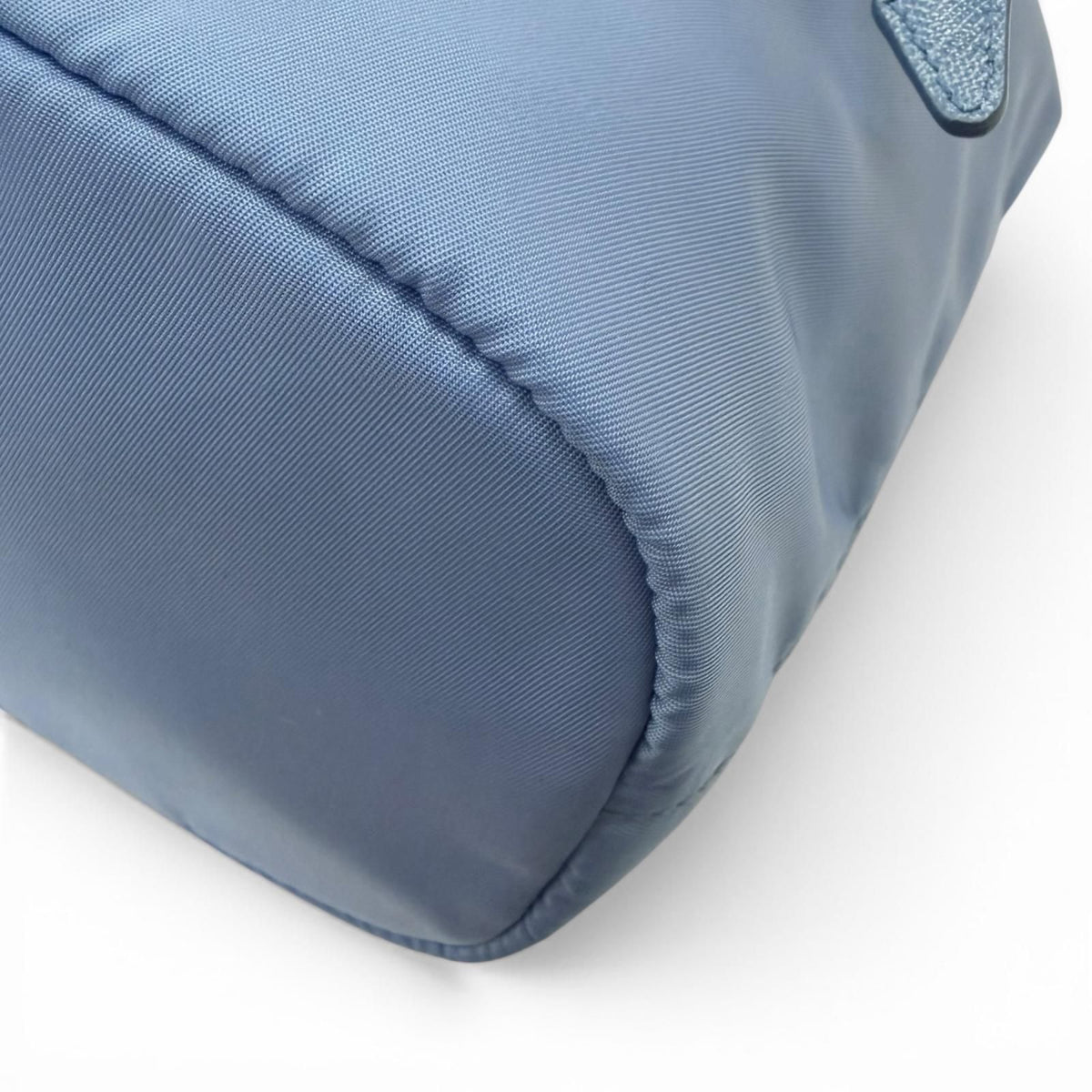 Prada Triangle Logo Re-Nylon Partial Leather Drawstring Bag Handbag Light Blue — view 5