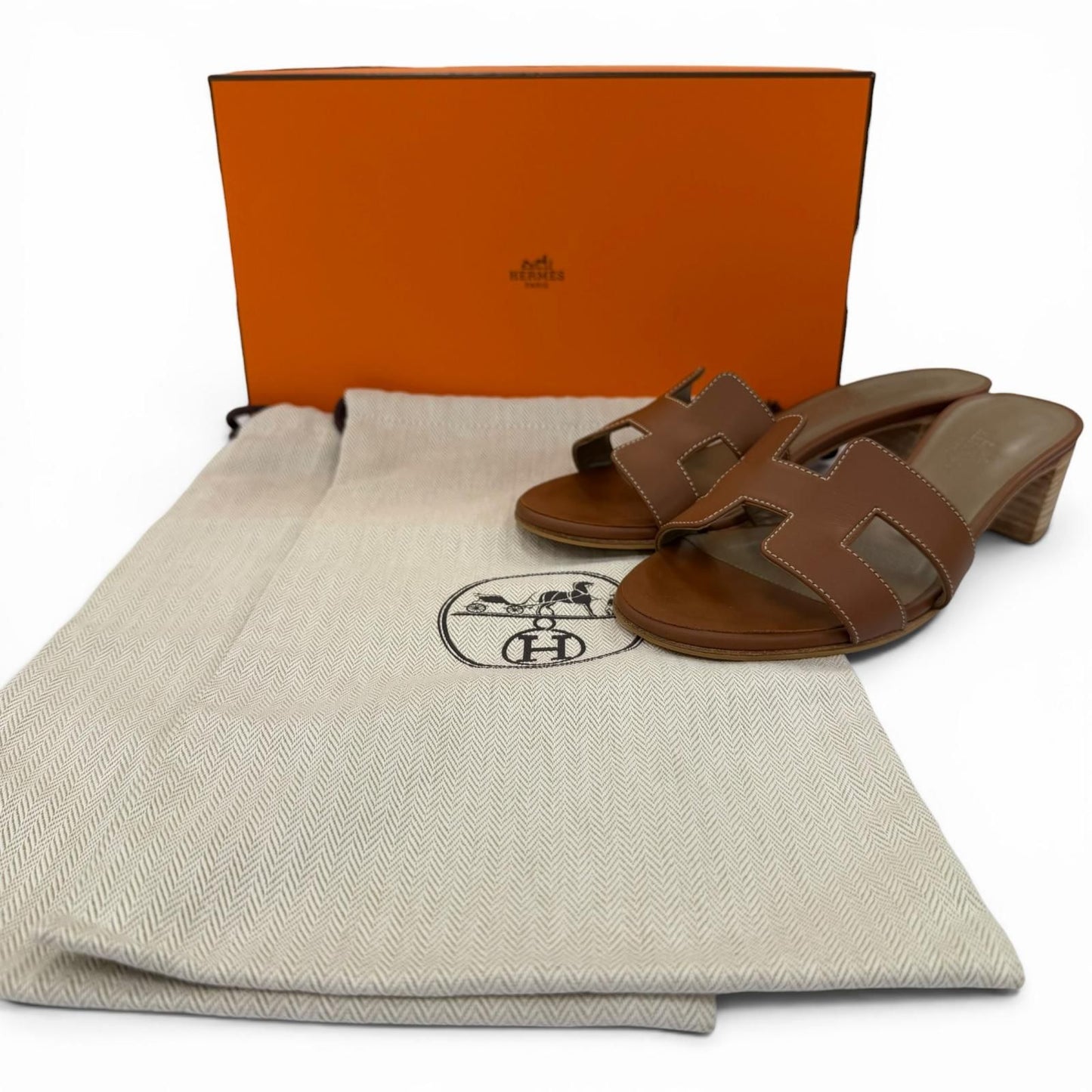 Hermes Oasis Calf Leather Gold Sandals — view 2