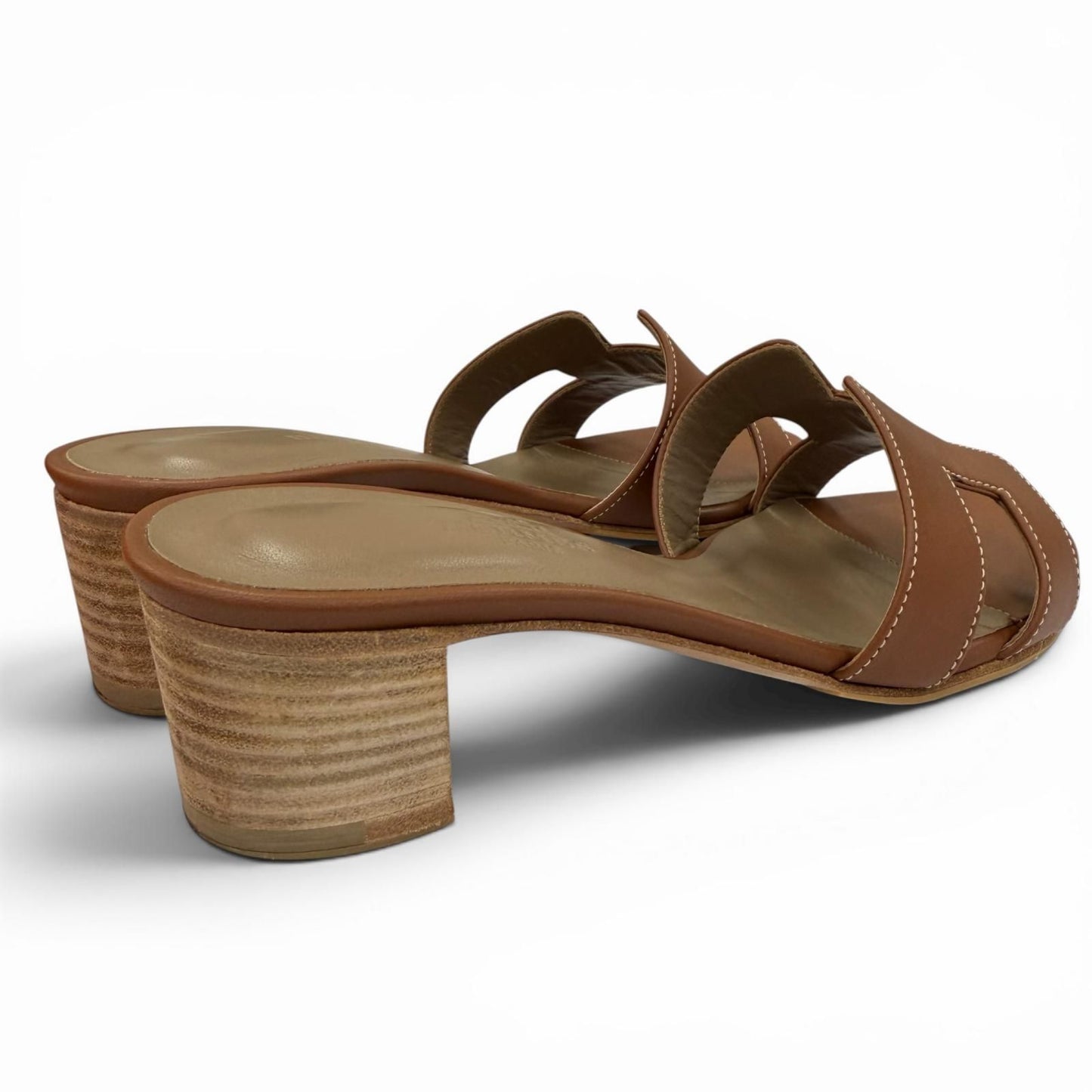 Hermes Oasis Calf Leather Gold Sandals — view 3