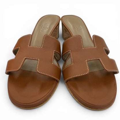 Hermes Oasis Calf Leather Gold Sandals — view 4