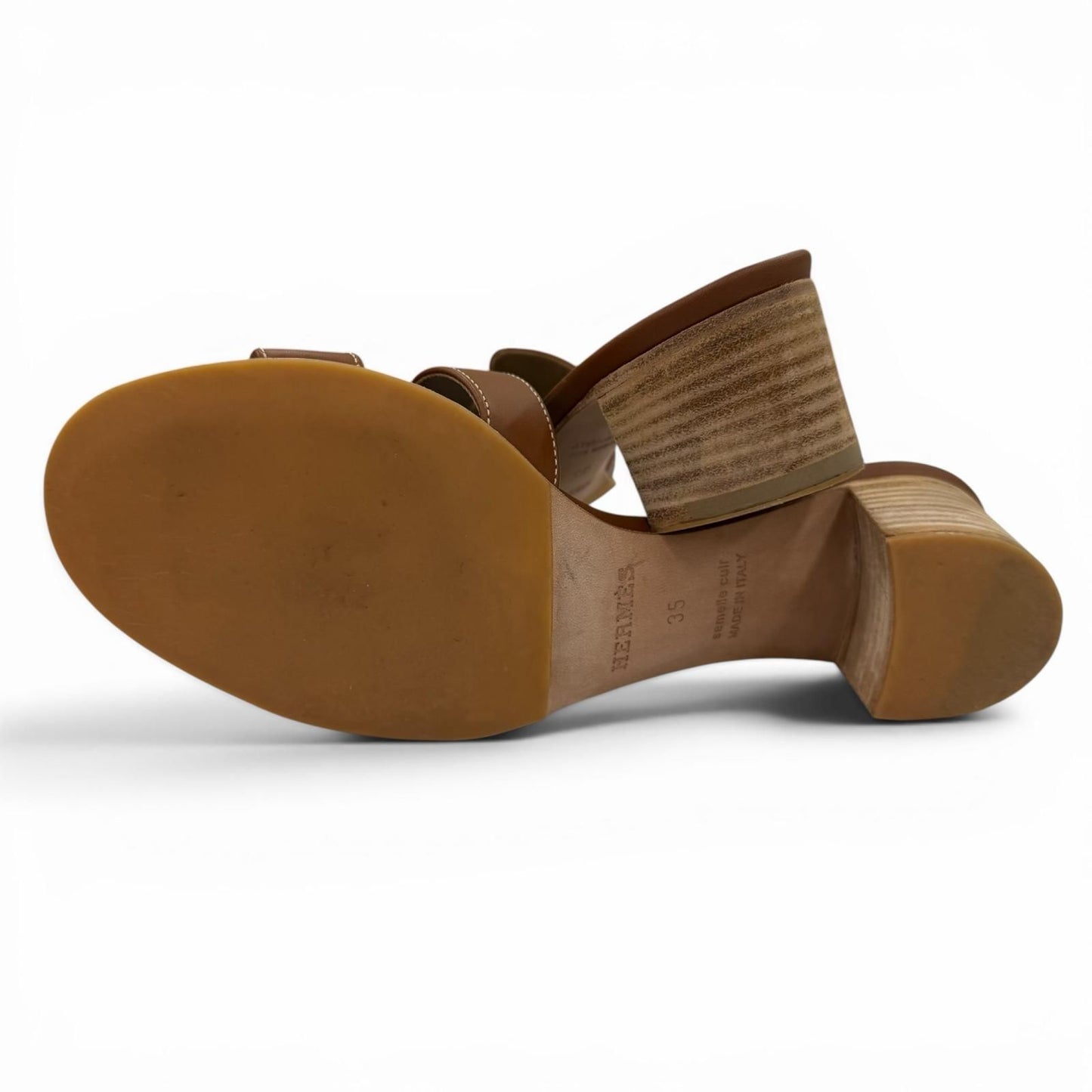 Hermes Oasis Calf Leather Gold Sandals — view 7