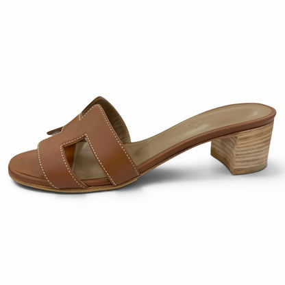 Hermes Oasis Calf Leather Gold Sandals — view 5