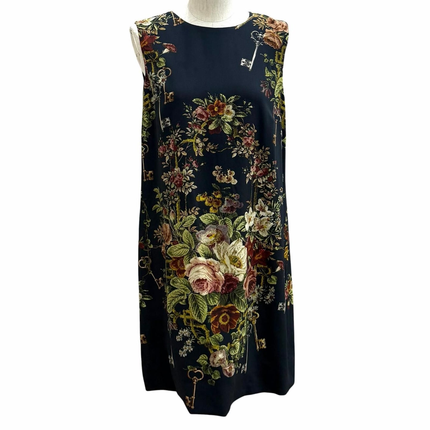 Dolce & Gabbana Floral Print Sleeveless Dress Black 42