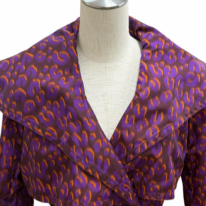 Louis Vuitton Logo Button with Belt Leopard Trench Coat Purple 40 — view 4