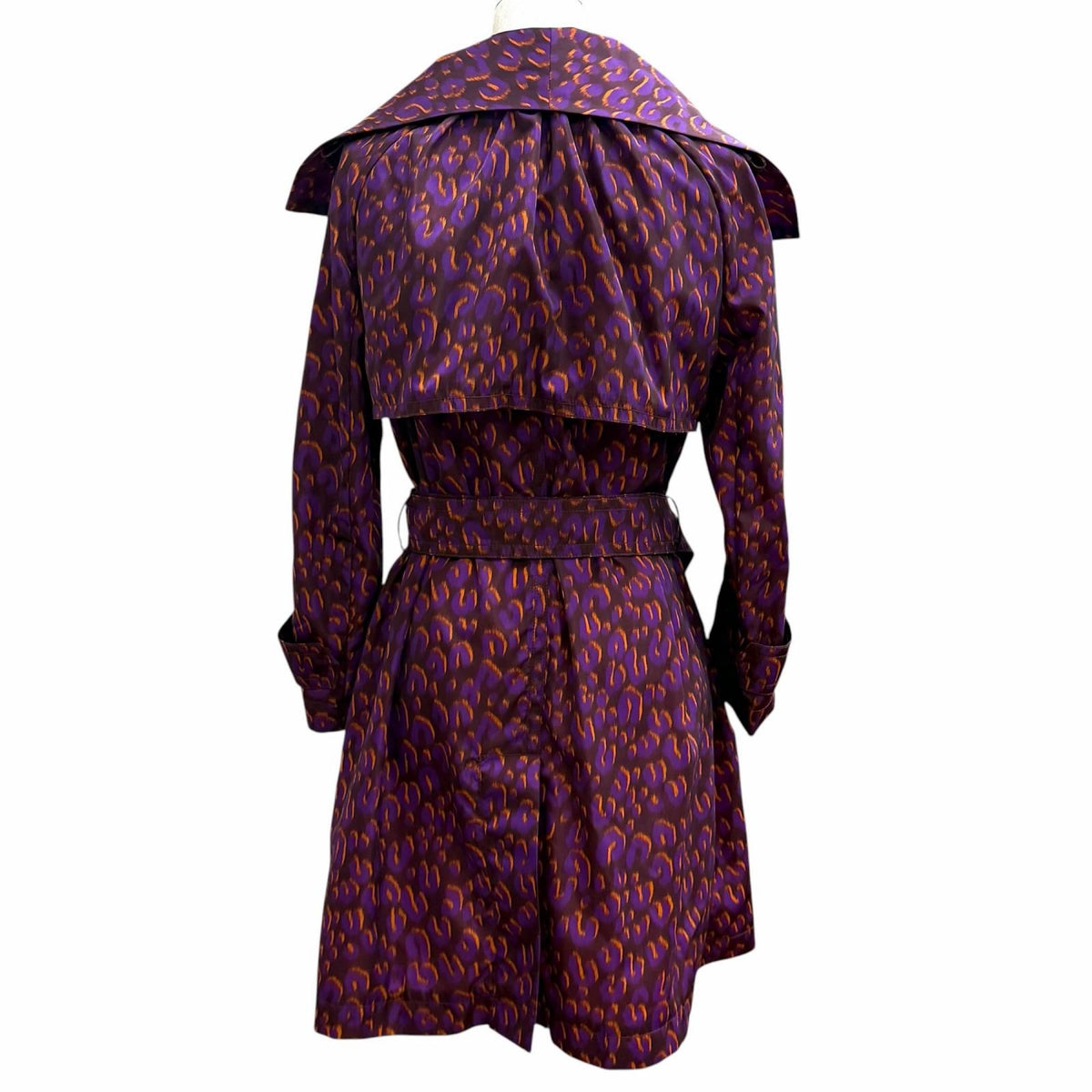 Louis Vuitton Logo Button with Belt Leopard Trench Coat Purple 40 — view 3