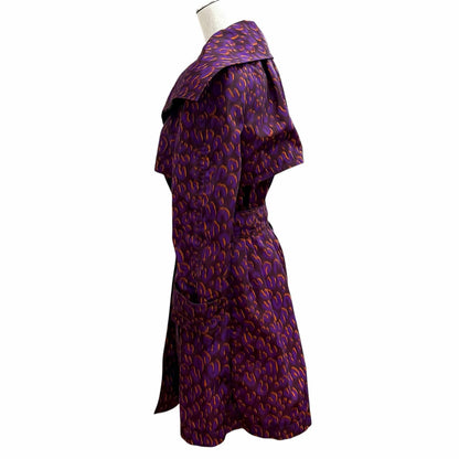 Louis Vuitton Logo Button with Belt Leopard Trench Coat Purple 40 — view 2