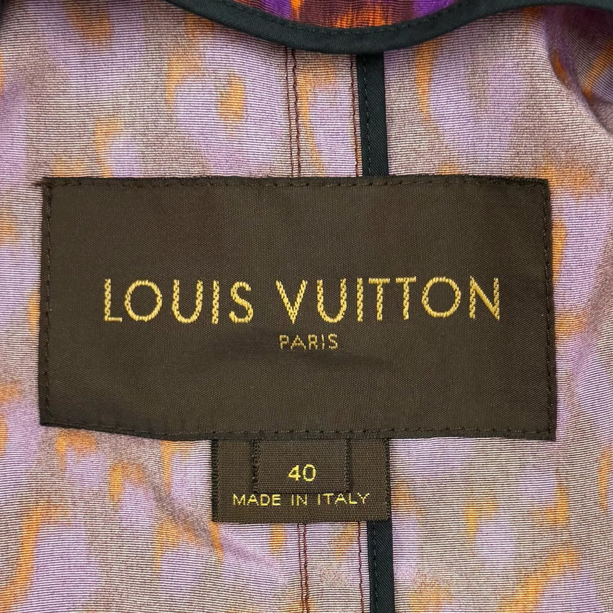 Louis Vuitton Logo Button with Belt Leopard Trench Coat Purple 40 — view 8