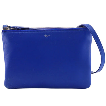 Celine Trio Small Lambskin Blue Shoulder Bag