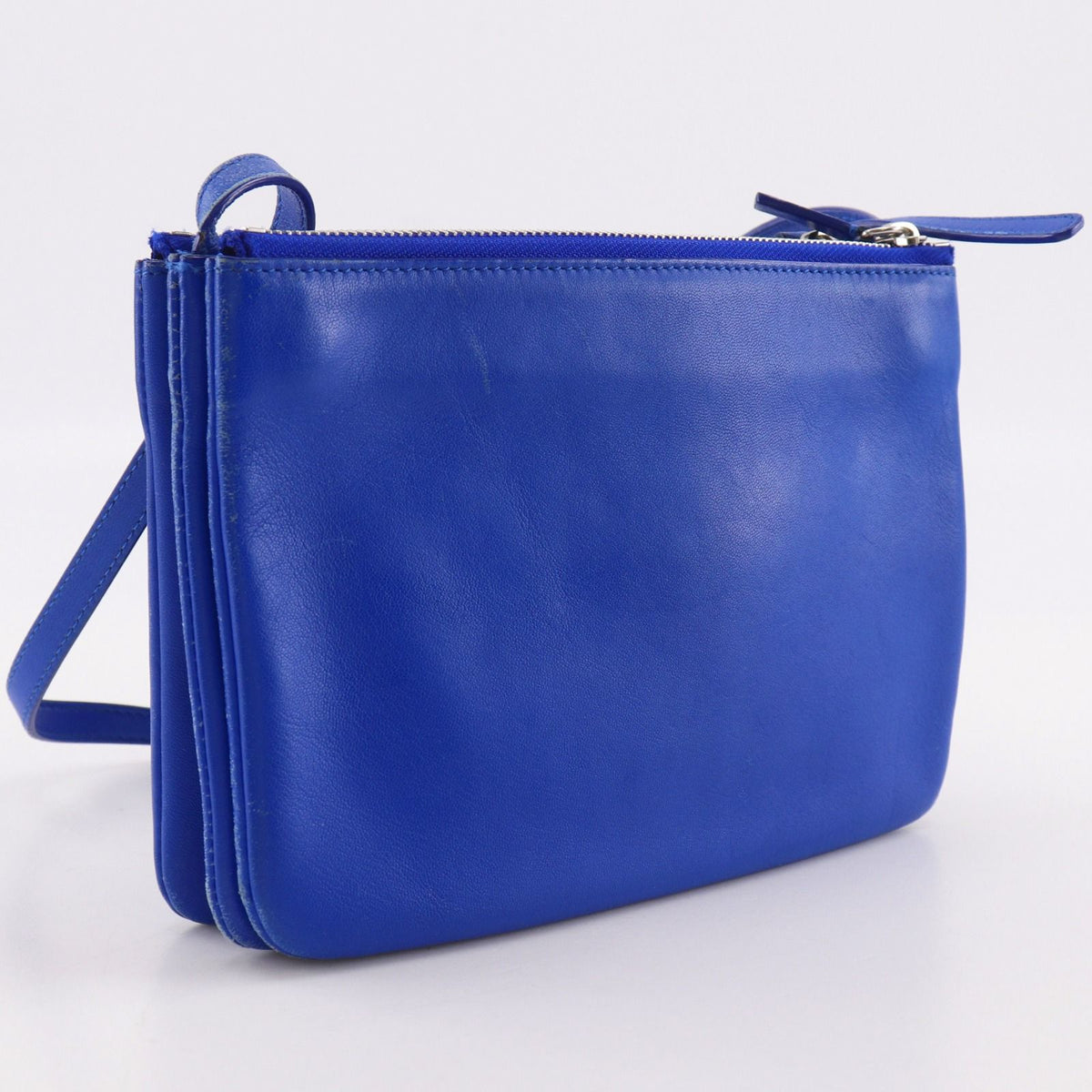 Celine Trio Small Lambskin Blue Shoulder Bag — view 3