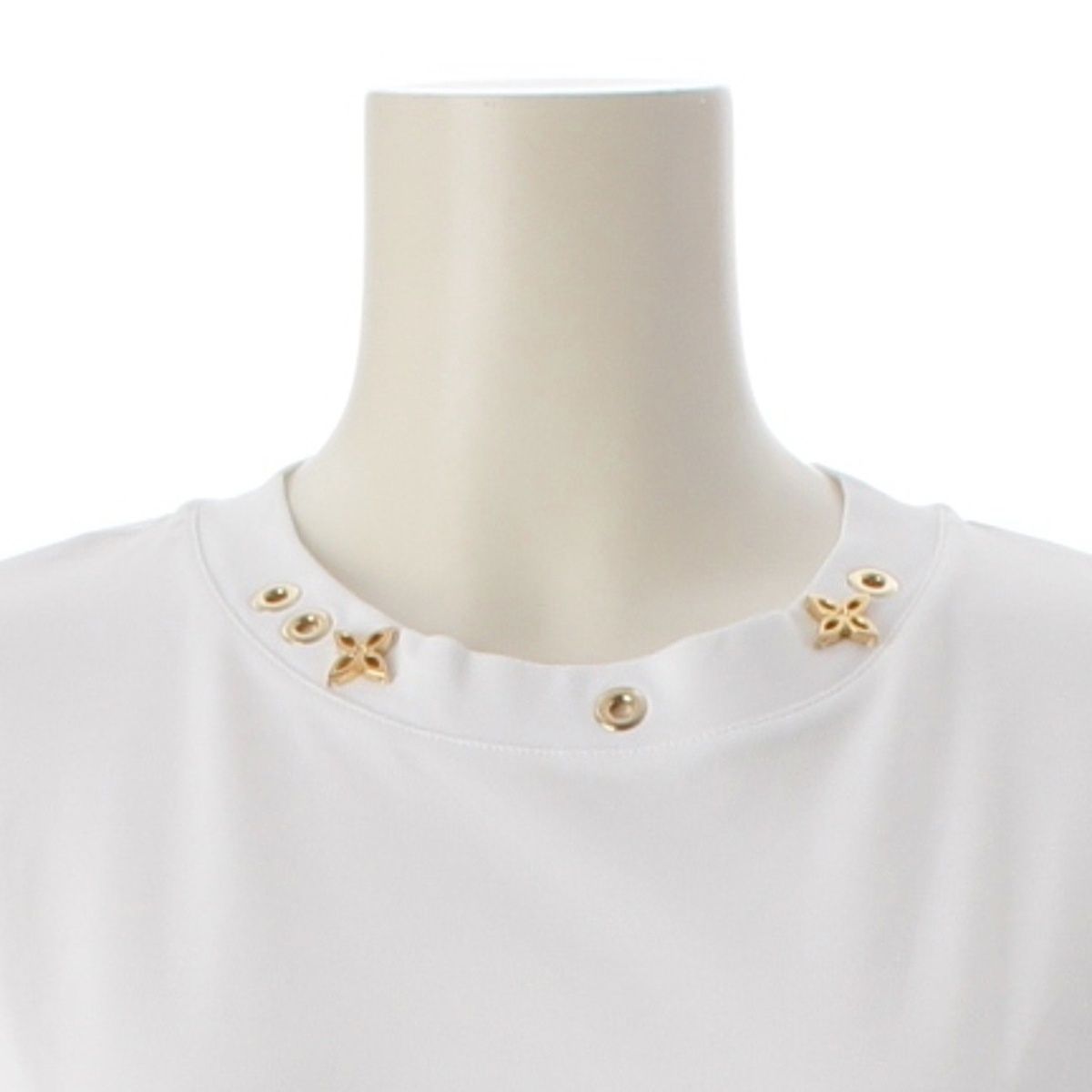 Louis Vuitton Cotton Silk Side Strap Short Sleeve T-Shirt Top White XS — view 5