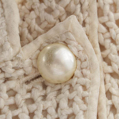 Chanel Silk CC Logo Pearl Button Sleeveless Dress Ivory 36 — view 8