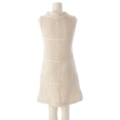 Chanel Silk CC Logo Pearl Button Sleeveless Dress Ivory 36 — view 4