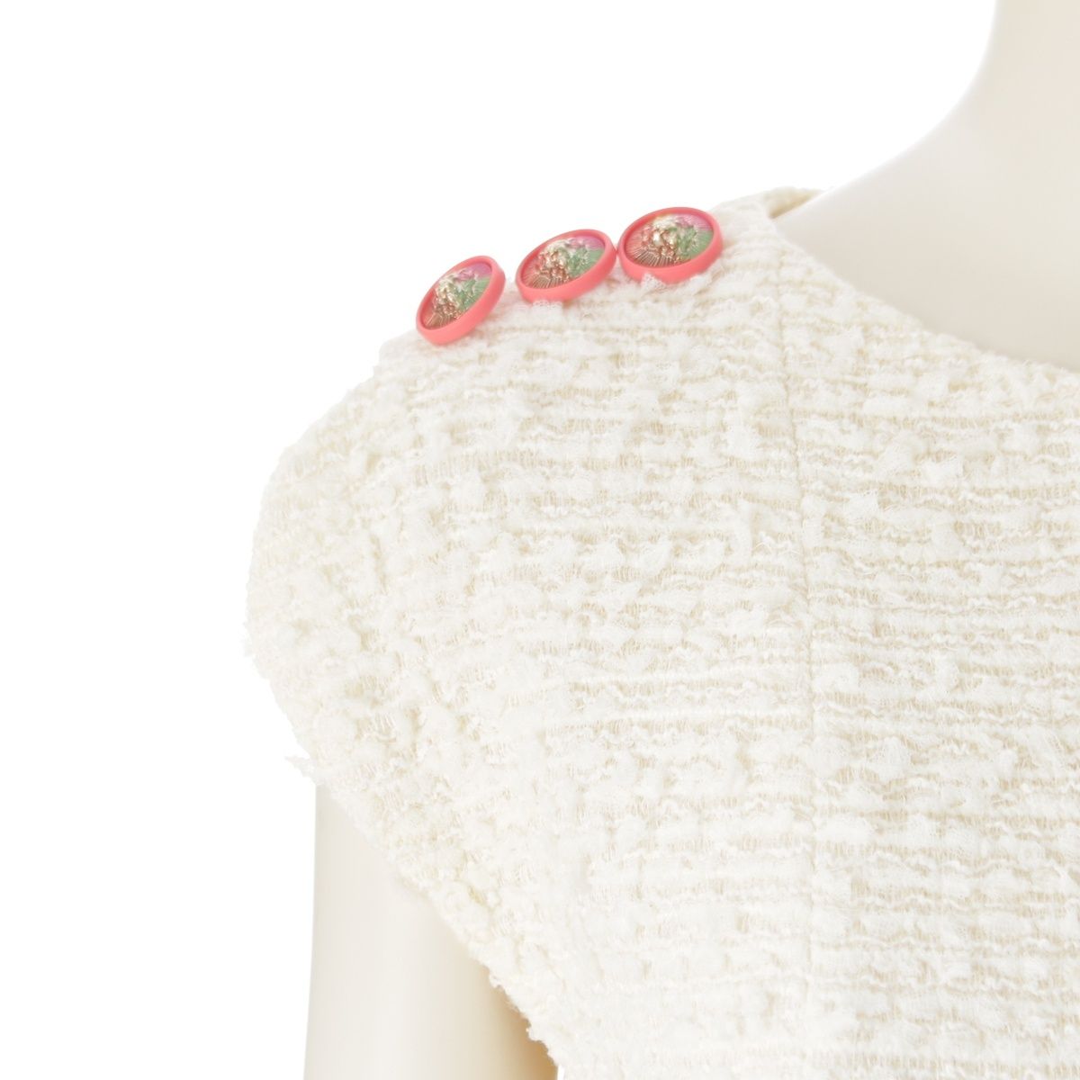 Chanel Lion Button Nylon Cotton Sleeveless Dress Top White 34 — view 6