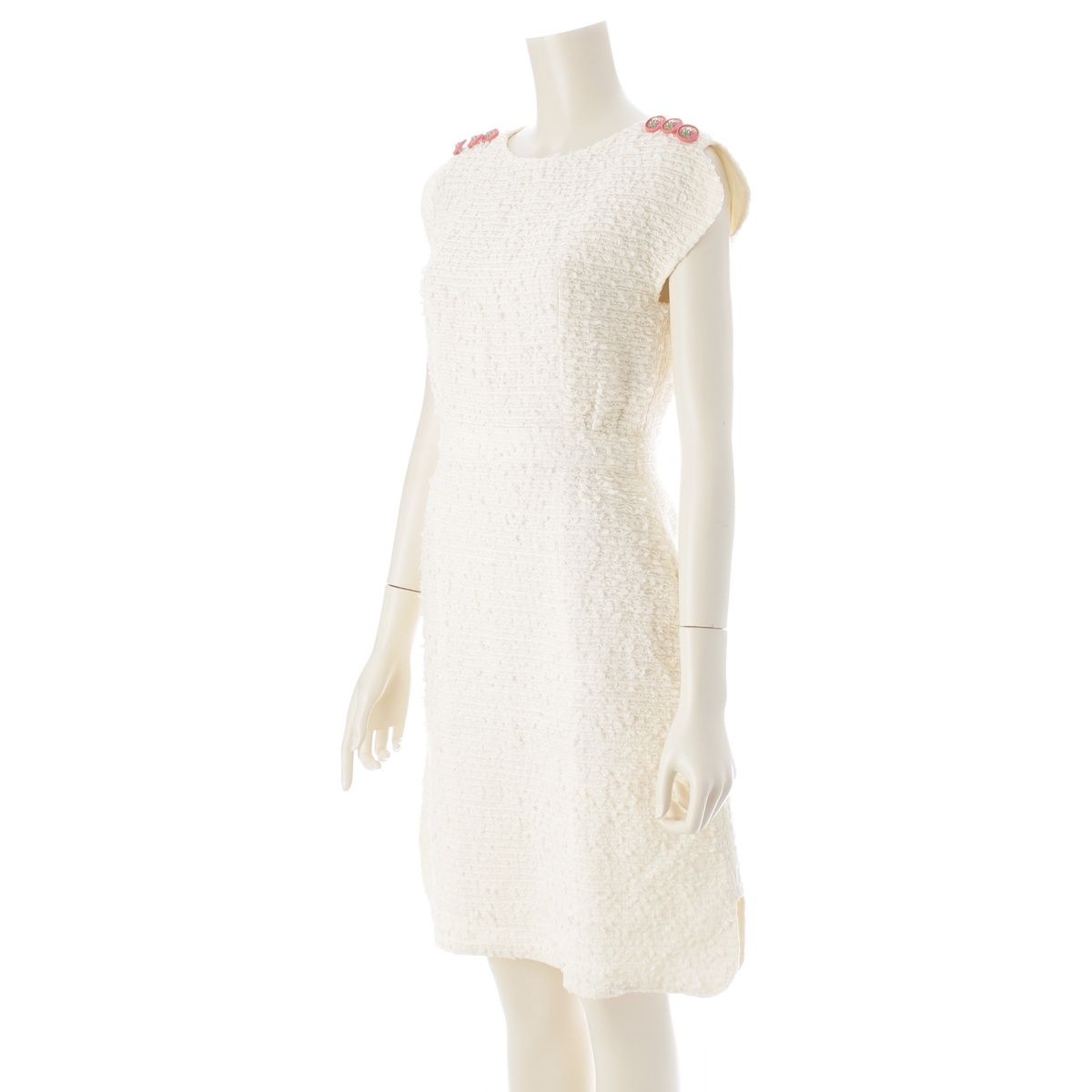 Chanel Lion Button Nylon Cotton Sleeveless Dress Top White 34 — view 2