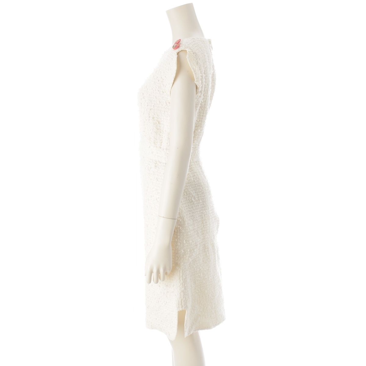 Chanel Lion Button Nylon Cotton Sleeveless Dress Top White 34 — view 3