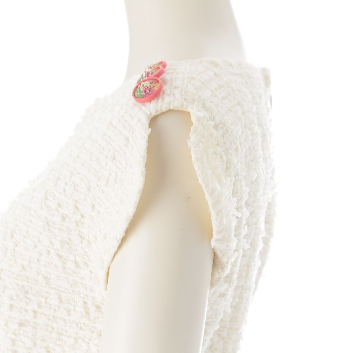 Chanel Lion Button Nylon Cotton Sleeveless Dress Top White 34 — view 7