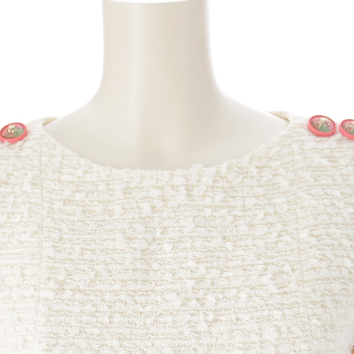 Chanel Lion Button Nylon Cotton Sleeveless Dress Top White 34 — view 5