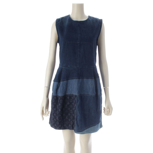 Louis Vuitton Denim Sleeveless Monogram Dress Indigo 38