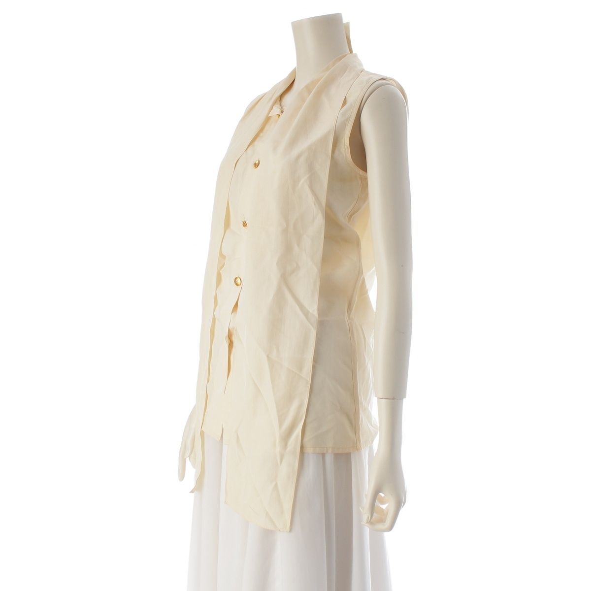 Chanel Silk Vintage CC Logo Sleeveless Blouse 60 Natural Ivory 34 — view 2