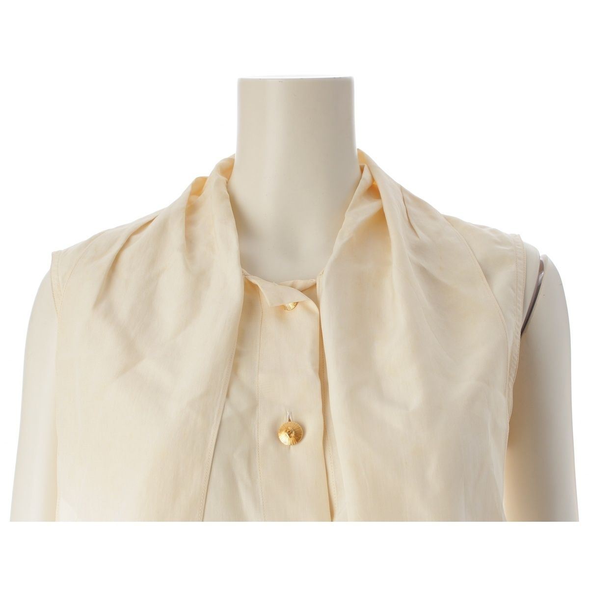 Chanel Silk Vintage CC Logo Sleeveless Blouse 60 Natural Ivory 34 — view 5