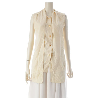 Chanel Silk Vintage CC Logo Sleeveless Blouse 60 Natural Ivory 34