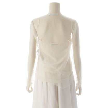 Dior Tulle Dot Pattern Bi Embroidery Blouse Top Ivory 34 — view 4