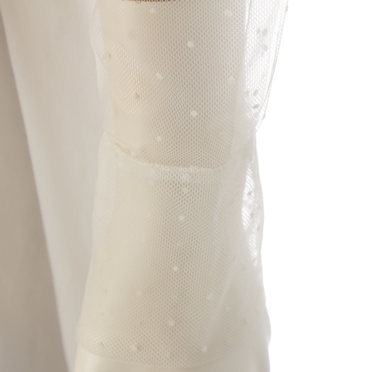 Dior Tulle Dot Pattern Bi Embroidery Blouse Top Ivory 34 — view 7