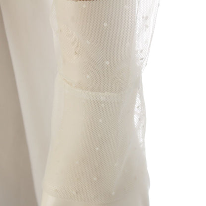 Dior Tulle Dot Pattern Bi Embroidery Blouse Top Ivory 34 — view 7