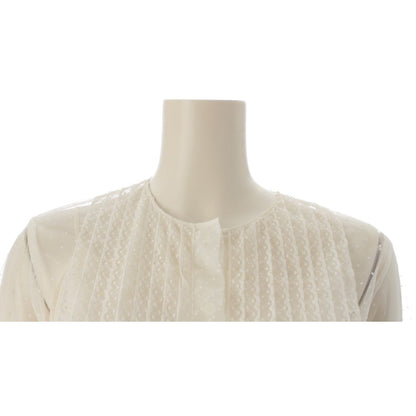 Dior Tulle Dot Pattern Bi Embroidery Blouse Top Ivory 34 — view 5