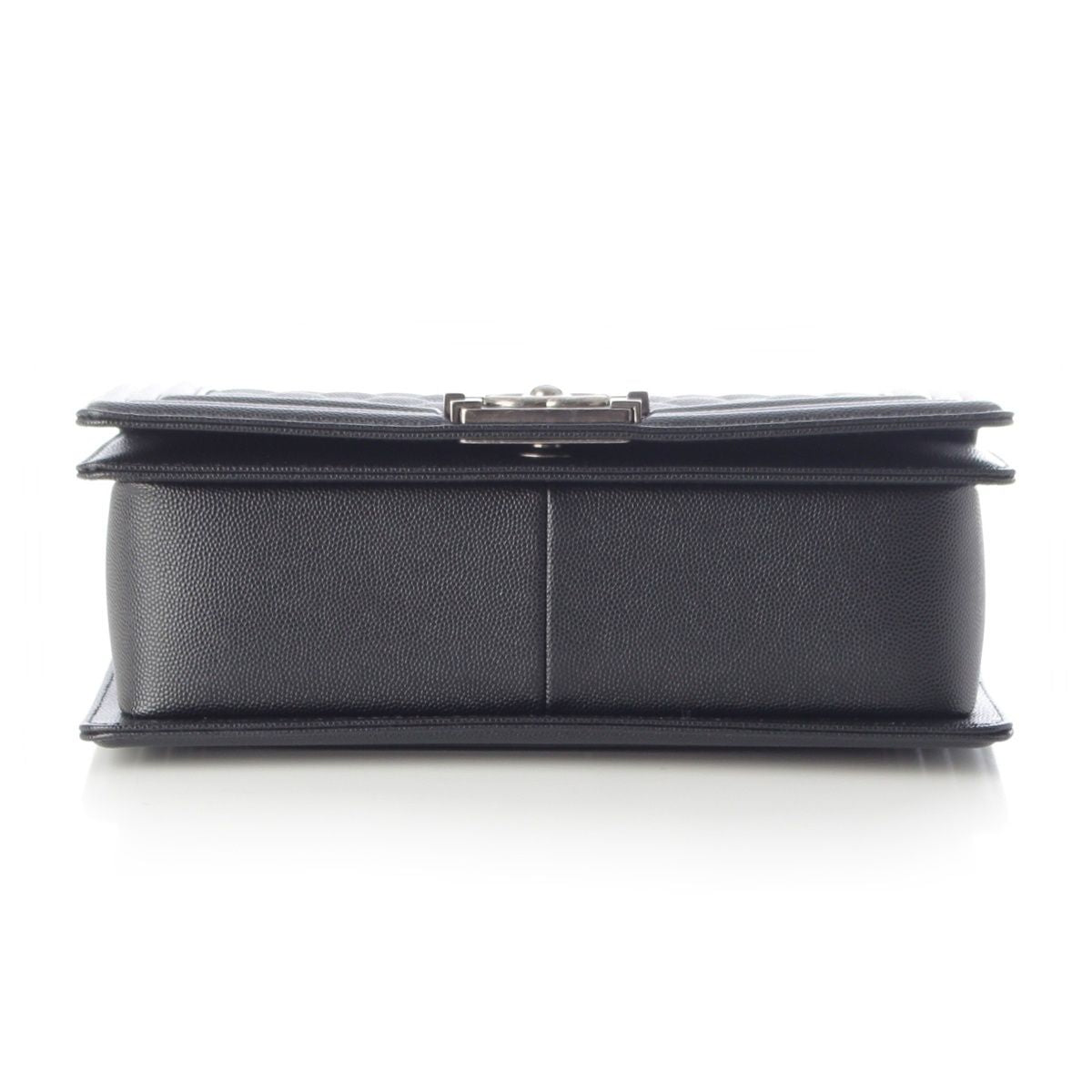 Chanel Boy Caviar Leather Chain Random Plate Shoulder Bag Black 25 — view 6