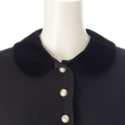 Gucci GG Pearl Silk Wool Velour Lace Contrast Dress Top Skirt Black Pink 38 — view 5