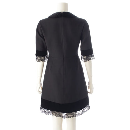 Gucci GG Pearl Silk Wool Velour Lace Contrast Dress Top Skirt Black Pink 38 — view 4