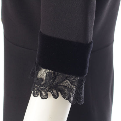 Gucci GG Pearl Silk Wool Velour Lace Contrast Dress Top Skirt Black Pink 38 — view 7